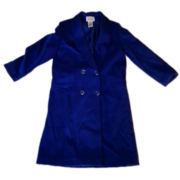 WORTHINGTON Double Breasted Wool Blend Trench Coat Size 6 Petite 6P  Cobalt Blue - Picture 1 of 6